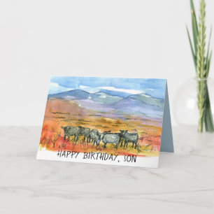 Happy Birthday Son Desert Mountain Cows Card