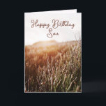 Happy Birthday Son - Rustic Birthday Card<br><div class="desc">Custom birthday card featuring rustic sunset photo with "Happy Birthday Son" in script typography. Coloured interior and back. Also available for Instant Download to easily share with friends and family.</div>