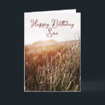 Happy Birthday Son - Rustic Birthday Card<br><div class="desc">Custom birthday card featuring rustic sunset photo with "Happy Birthday Son" in script typography. Coloured interior and back. Also available for Instant Download to easily share with friends and family.</div>