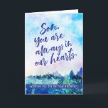 Happy Birthday, Son, You are Always in our Hearts Holiday Card<br><div class="desc">Wish your Son a happy birthday with this brush script watercolor design, featuring the message, "Son, You are Always in our Hearts. Wishing you joy on your birthday!" Background is watercolor painted texture with flowers. Inside can be customised with your own message, but has this message as a placeholder. "...</div>