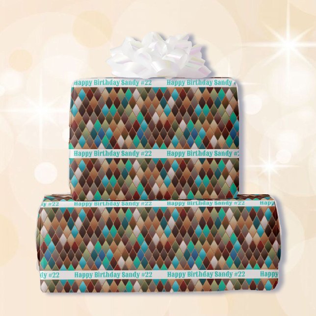 Happy Birthday Southwest Earth Tones Add Name Age Wrapping Paper (Creator Uploaded)