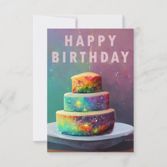 Happy Birthday Space Confetti Cake Card (Front)