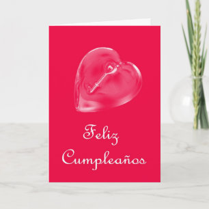 Happy Birthday Spanish Birthday with love heart Card