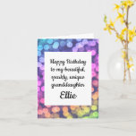 Happy Birthday Sparkly Granddaughter Card<br><div class="desc">Personalise this colourful birthday card with your granddaughter's name. For beautiful,  unique granddaughters who add a touch of sparkle to your life! Insides left blank for your own message - either typed or handwritten.</div>