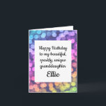 Happy Birthday Sparkly Granddaughter Card<br><div class="desc">Personalise this colourful birthday card with your granddaughter's name. For beautiful,  unique granddaughters who add a touch of sparkle to your life! Insides left blank for your own message - either typed or handwritten.</div>