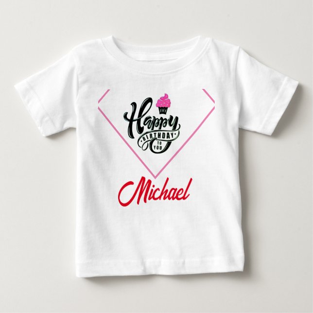 Happy Birthday Special Cute Customised  Baby T-Shirt (Front)