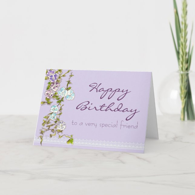 Happy Birthday Special Friend Morning Glory Flower Card (Front)