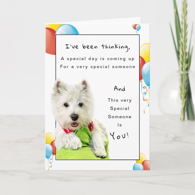 Happy Birthday Special Friend, Westie and Balloons Card (Front)