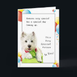 Happy Birthday Special Friend With A Westie Card<br><div class="desc">It is so wonderful to have a best friend. Celebrate their Birthday by giving them a special card on their special day. On the front of this card is Oliver, the White West Highland Terrier laying on a green pillows. To give it a birthday feeling I have included yellow, red...</div>