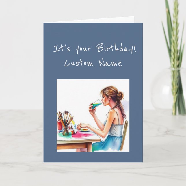 Happy Birthday  Special Watercolor Artist Humor Card (Front)