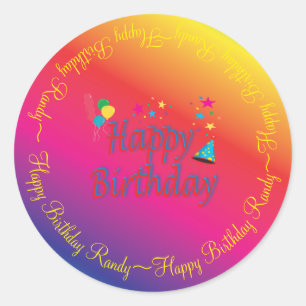 Happy Birthday Spectrum Custom Classic Round Sticker