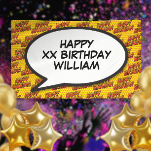 HAPPY BIRTHDAY Speech Bubble Comic Book Banner