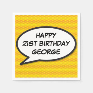 HAPPY BIRTHDAY Speech Bubble Fun Comic Book Napkin