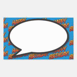 Happy Birthday Speech Bubble Fun Retro Comic Book Rectangular Sticker