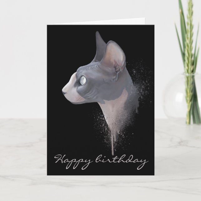 Happy birthday sphynx card (Front)