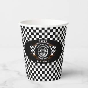 Happy Birthday Sports Car Racing Celebration Party Paper Cups