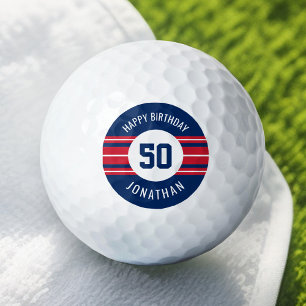 Happy Birthday Sports Jersey Stripes Name and Age Golf Balls
