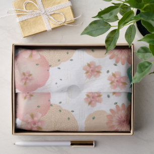 Happy Birthday - Spring Peach Flowers Garden Boho Tissue Paper