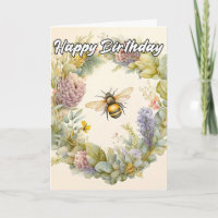 Happy Birthday | Springtime Bumblebee Illustration
