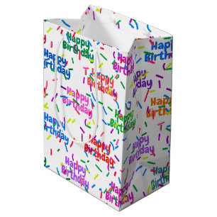Happy Birthday Sprinkles On White Medium Gift Bag