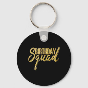 Happy Birthday Squad Party Golden Gift Key Ring