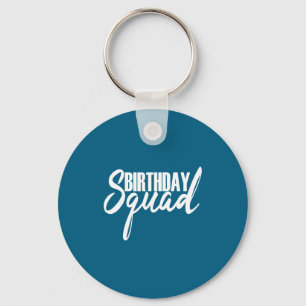 Happy birthday squad party white gift key ring