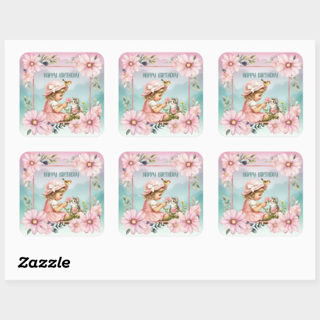 Happy Birthday  Square Sticker (Sheet)