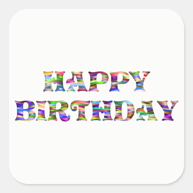 Happy Birthday Square Sticker (Front)