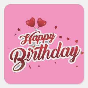 happy birthday square sticker