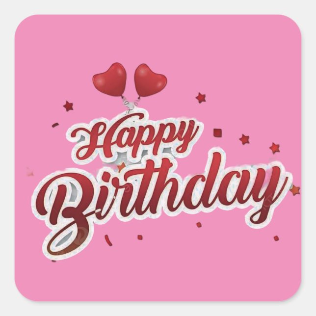 happy birthday square sticker (Front)