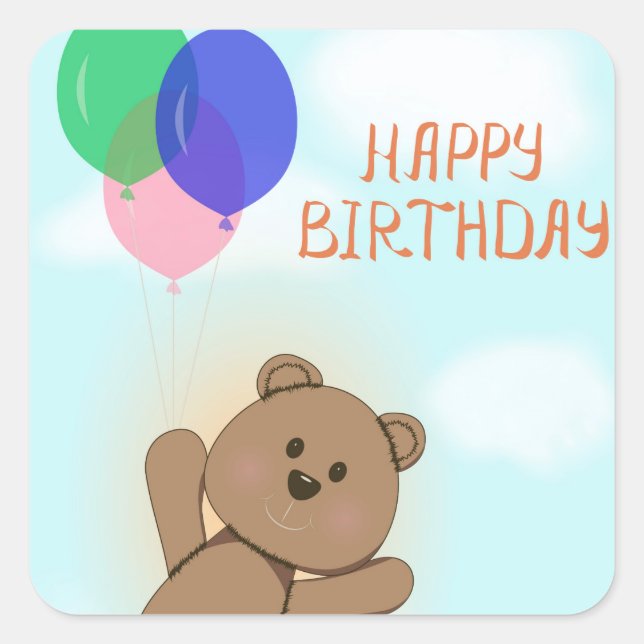 Happy birthday square sticker (Front)