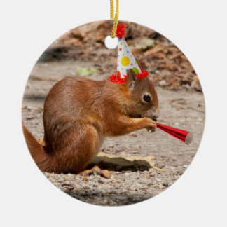 Happy Birthday Squirrel Ceramic Tree Decoration