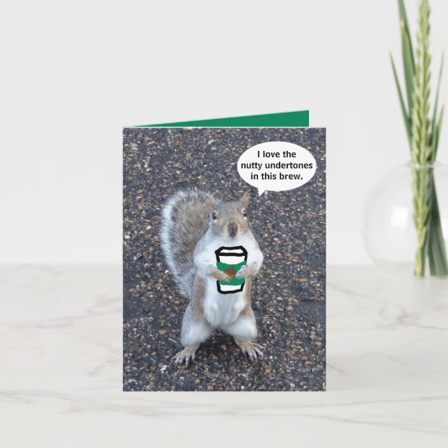 Happy Birthday Squirrel Coffee Card (Front)