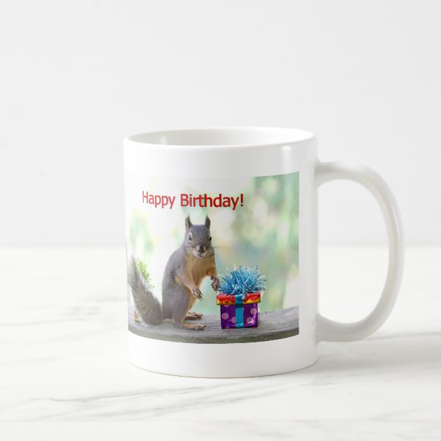 Happy Birthday Squirrel Coffee Mug (Right)