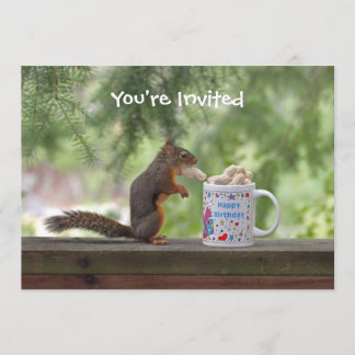 Happy Birthday Squirrel Invitation
