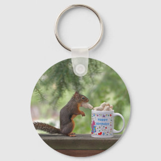 Happy Birthday Squirrel Key Ring