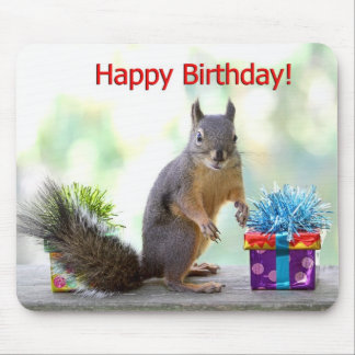 Happy Birthday Squirrel Mouse Pad
