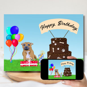 Happy Birthday Staffordshire Bull Terrier  Card
