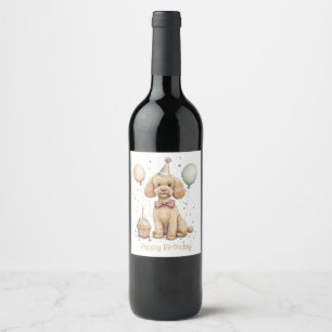 Happy Birthday Standard Poodle Dog Wine Label