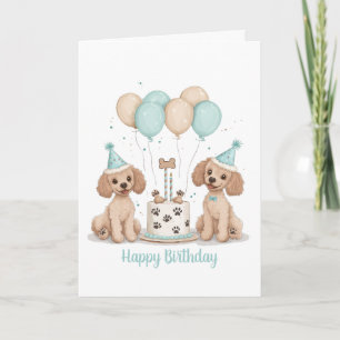 Happy Birthday Standard Poodle Dogs Card