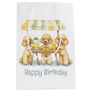 Happy Birthday Standard Poodle Dogs Lemonade Stand Medium Gift Bag