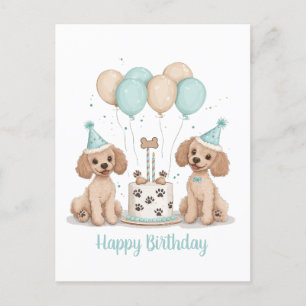 Happy Birthday Standard Poodle Dogs Postcard
