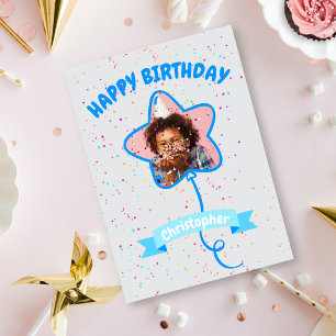Happy Birthday Star Balloon Photo Card