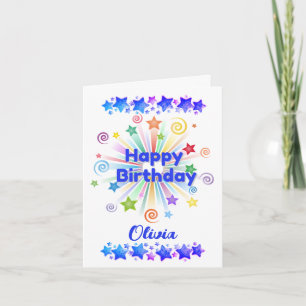 Happy Birthday Star Design Add a Name Card