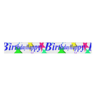 "HAPPY BIRTHDAY" STARS GROSGRAIN RIBBON