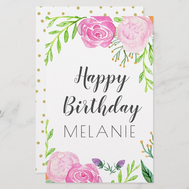 Happy Birthday Stationery (Front/Back)