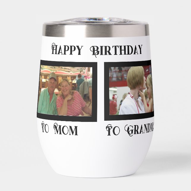 Happy Birthday Stemless Wine Tumbler, (Front)
