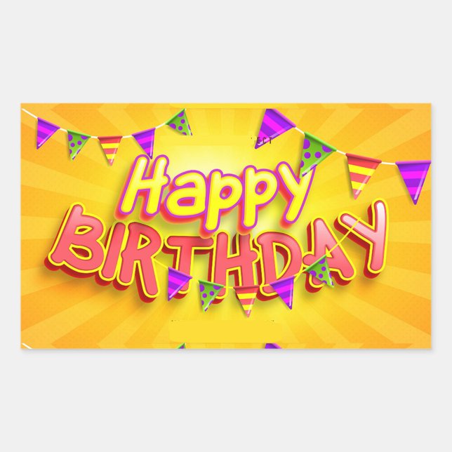 Happy Birthday  Sticker (Happy Birthday Text bright yellow background!)