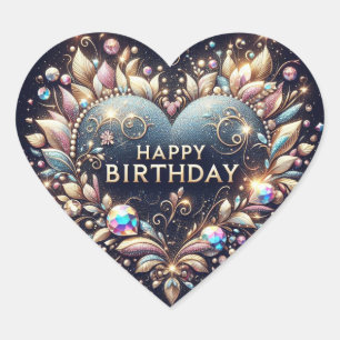 Happy birthday sticker: heart shape sticker
