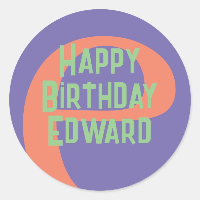 Happy Birthday Sticker – Purple Coral Mint Bright  (Front)